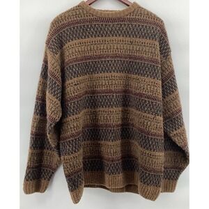 Vintage Barry Bricken Sweater Mens XL Brown Speckled 70% Merino Wool Grandpa
